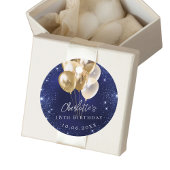 誕生日ネイビーブルーグリッター金ゴールドバルーン フェイバータグ