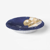 誕生日ネイビーブルーグリッター金ゴールドバルーン ペーパーボウル (傾斜あり)