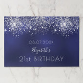 誕生日ネイビーブルーシルバーグリッター紙ランチョンマット ペーパーパッド (正面)