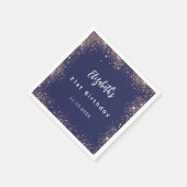 誕生日ネイビーブルーバラ金ゴールドの輝き スタンダードカクテルナプキン (角)
