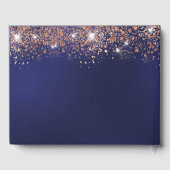 誕生日ネイビーブルーバラ金ゴールドグリッター名 ゲストブック (裏面)