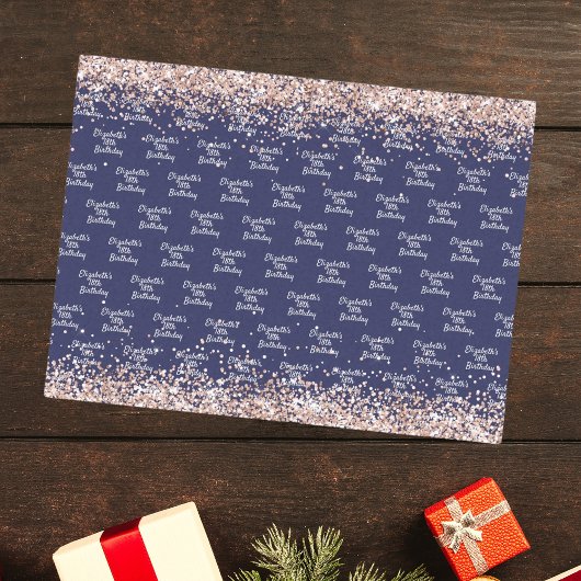 誕生日ネイビーブルーバラ金ゴールド名エレガント 薄葉紙