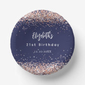 誕生日ネイビーブルーバラ金ゴールド紙吹雪 ペーパーボウル (正面)