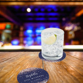 誕生日ネイビーブルーバラ金ゴールド紙吹雪 ラウンドペーパーコースター