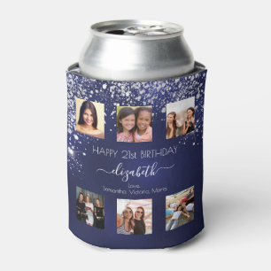 誕生日ネイビーブルーフレンズ写真 缶クーラー