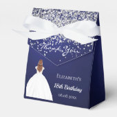 誕生日ネイビーブルーホワイトドレスパーティー フェイバーボックス (正面サイド)