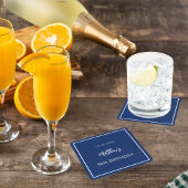 誕生日ネイビーブルーホワイトミニマリストの男性 スクエアペーパーコースター