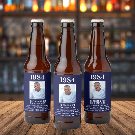 誕生日ネイビーブルー写真おもしろいファクトbio year誕生 ビールラベル