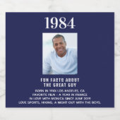 誕生日ネイビーブルー写真おもしろいファクトbio year誕生 リキュールボトルラベル (シングルラベル)