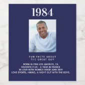 誕生日ネイビーブルー写真おもしろいファクトbio year誕生 ワインラベル (シングルラベル)