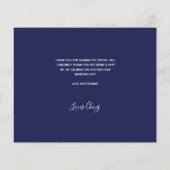 誕生日ネイビーブルー写真サンキューカード (裏面)