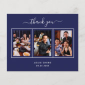 誕生日ネイビーブルー写真サンキューカード (正面)