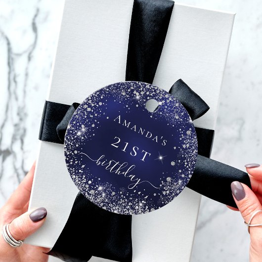 誕生日ネイビーブルー感謝していシルバー フェイバータグ