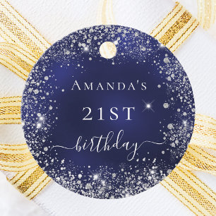 誕生日ネイビーブルー感謝していシルバー フェイバータグ