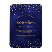 誕生日ネイビーブルー金ゴールドハートスクリプトluxury マグネット (縦)