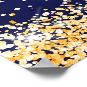 誕生日ネイビーブルー金ゴールドフォトウェルカム ポスター (角)