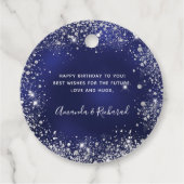 誕生日ネイビーブルー銀グリッターダストモノグラム フェイバータグ (裏面)