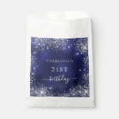 誕生日ネイビーブルー銀グリッターダストモノグラム フェイバーバッグ (正面)