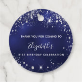 誕生日ネイビーブルー銀グリッターダストユーズ フェイバータグ (裏面)