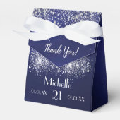 誕生日ネイビーブルー銀グリッターホワイトモノグラム フェイバーボックス (正面サイド)