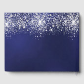 誕生日ネイビーブルー銀グリッターモノグラム ゲストブック (裏面)