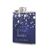 誕生日ネイビーブルー銀星名 フラスク (左)
