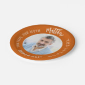 誕生日ネイビー焼けオレンジ色の写真人神話の伝説 ペーパープレート (アングル)