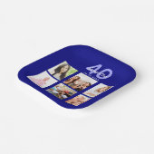 誕生日ネイビー青い写真コラージュ ペーパープレート (傾斜あり)