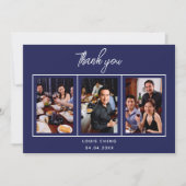 誕生日ネイビー青い白い写真ガイサンキューカード 招待状 (正面)