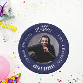 誕生日ネイビー青い白い写真家の伝説 ペーパープレート