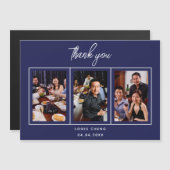 誕生日ネイビー青い白い写真感謝してい男あなた マグネット招待状 (正面/裏面)