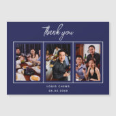 誕生日ネイビー青い白い写真感謝してい男あなた マグネット招待状 (正面)