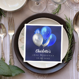 誕生日ネイビー風船 スタンダードカクテルナプキン