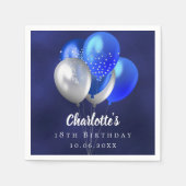 誕生日ネイビー風船 スタンダードカクテルナプキン (正面)