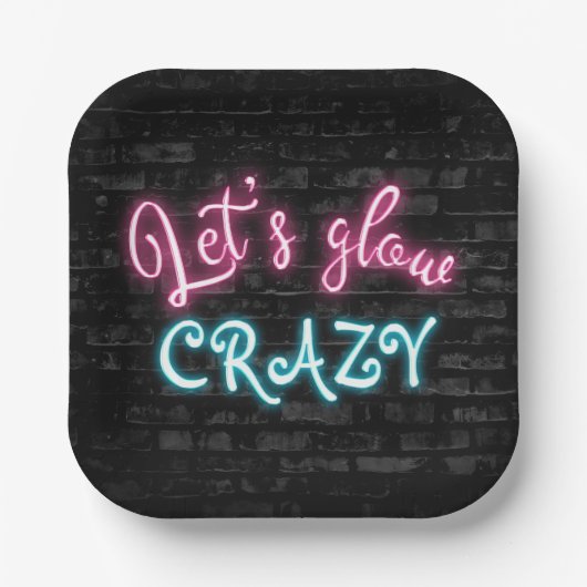 誕生日ネオングローサインオンブリック ペーパープレート (正面)