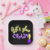 誕生日ネオンサインとキャンドル ペーパープレート (パーティー)