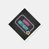 誕生日ネオンサインオンブリックウォールナプキンズ スタンダードカクテルナプキン (角)