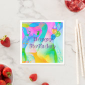 誕生日ネオンレインボー抽象芸術 スタンダードカクテルナプキン (インサイチュ)