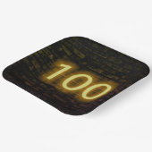 誕生日ネオン100サインオンブリックウォール ペーパープレート (傾斜あり)