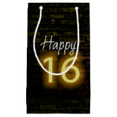 誕生日ネオン16サインオンブリック スモールペーパーバッグ (正面)