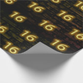 誕生日ネオン16サインオンブリック ラッピングペーパー (角)