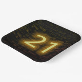 誕生日ネオン21サインオンブリックウォール ペーパープレート (傾斜あり)