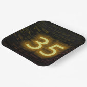 誕生日ネオン35サインオンブリックウォール ペーパープレート (傾斜あり)