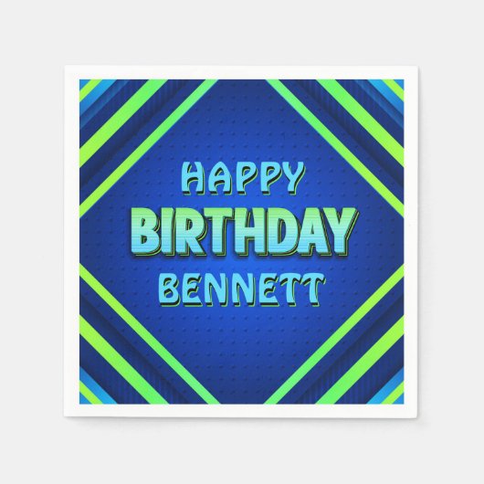 誕生日ネオン スタンダードカクテルナプキン (正面)