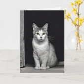 誕生日ネコ入り カード (黄色い花)