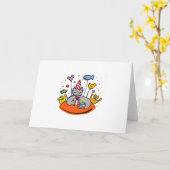 誕生日ネコ カード (黄色い花)