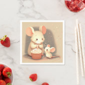 誕生日ネズミとカップケーキ スタンダードカクテルナプキン (インサイチュ)