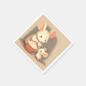 誕生日ネズミとカップケーキ スタンダードカクテルナプキン (角)