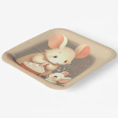 誕生日ネズミとカップケーキ ペーパープレート (傾斜あり)