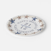 誕生日ネ航海のビーブルーホワイトタンスターフィッシュ ペーパープレート (アングル)